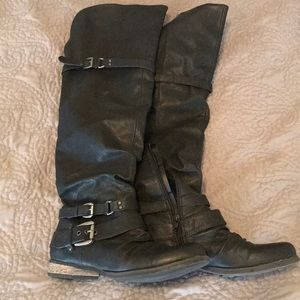 Carlos Santana Over the Knee Black Boots